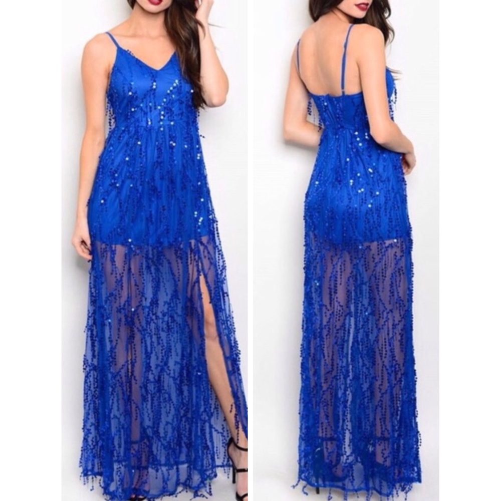 🎉NWT🎉TULLE & SEQUIN ROYAL BLUE LONG DRESS